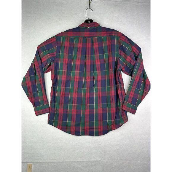 Gant Mens Size Large Red Green Foxhunt Plaid Button Up Long Sleeve Shirt - Picture 2 of 9